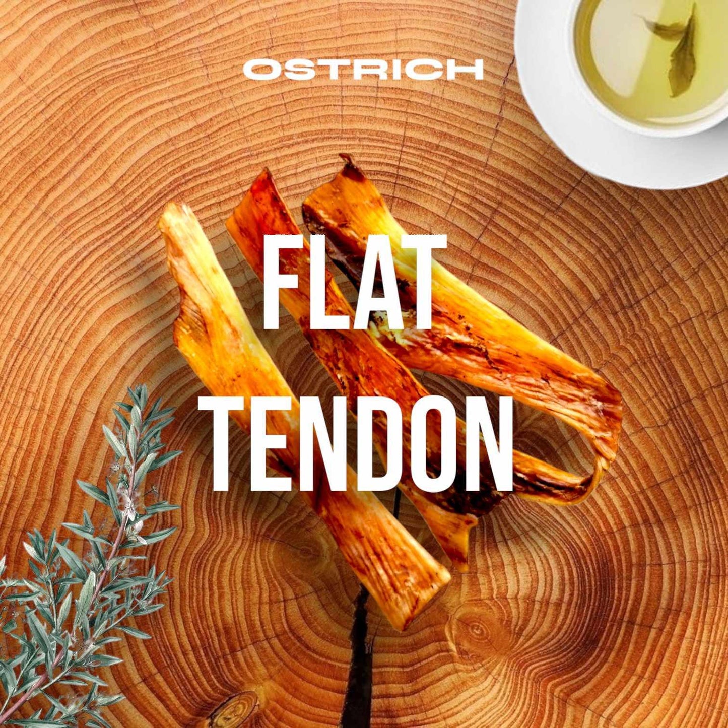 Chewy Ostrich Flat Tendon: Satisfying All-Natural Chew for Dental Health & Gentle Digestion - Rocky's Famous Treats
