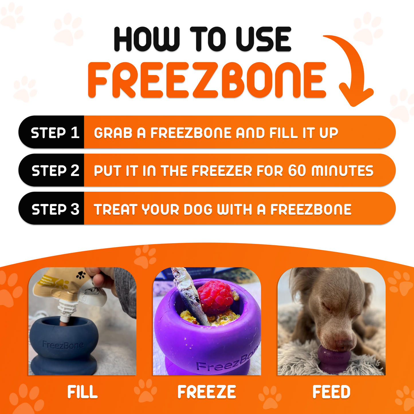 Freezball - Durable Fillable Dog Chew Bone - Rocky's Famous Treats