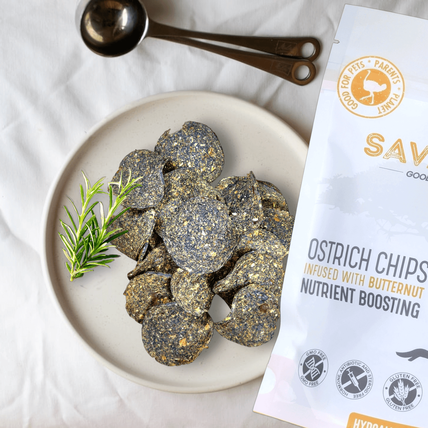 Ostrich Chips with Butternut (2.5oz): The Flavorful, Hypoallergenic Treat for Dogs with Sensitive Stomachs - Rocky's Famous Treats