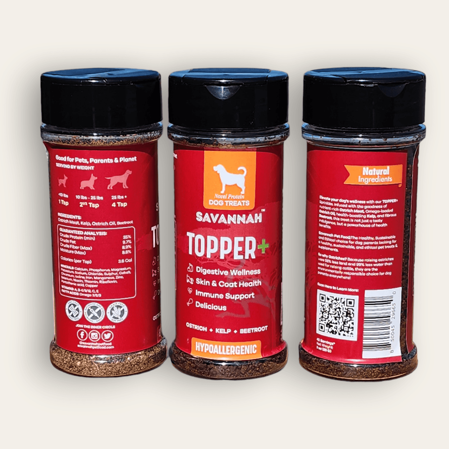 Topper Plus: Ostrich & Beetroot (3oz) – The Flavorful, Gut-Healthy Superfood Boost for Your Dog's Kibble - Rocky's Famous Treats