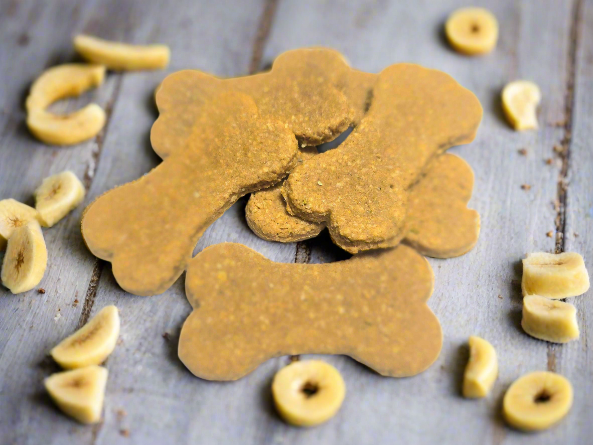 Healthy snacks for dogs – Peanut Butter Banana treats with natural ingredients, perfect for training and sensitive stomach