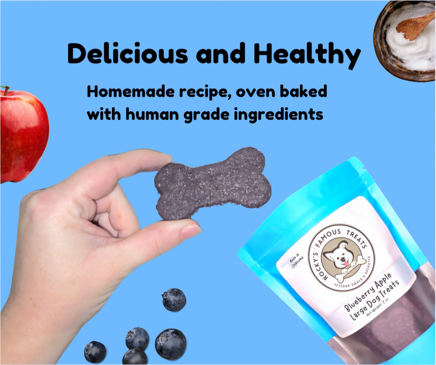 Blueberry Apple Dog Treats - Packed with natural ingredients for allergies, training, sensitive stomach support and no preservatives