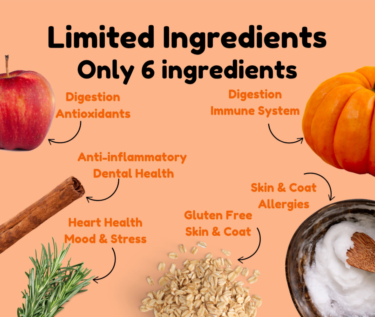 Pumpkin Dog Treats - HUMAN GRADE LIMITED INGREDIENT snack featuring FIBER and COCONUT OIL for ALLERGIES and SENSITIVE STOMACH