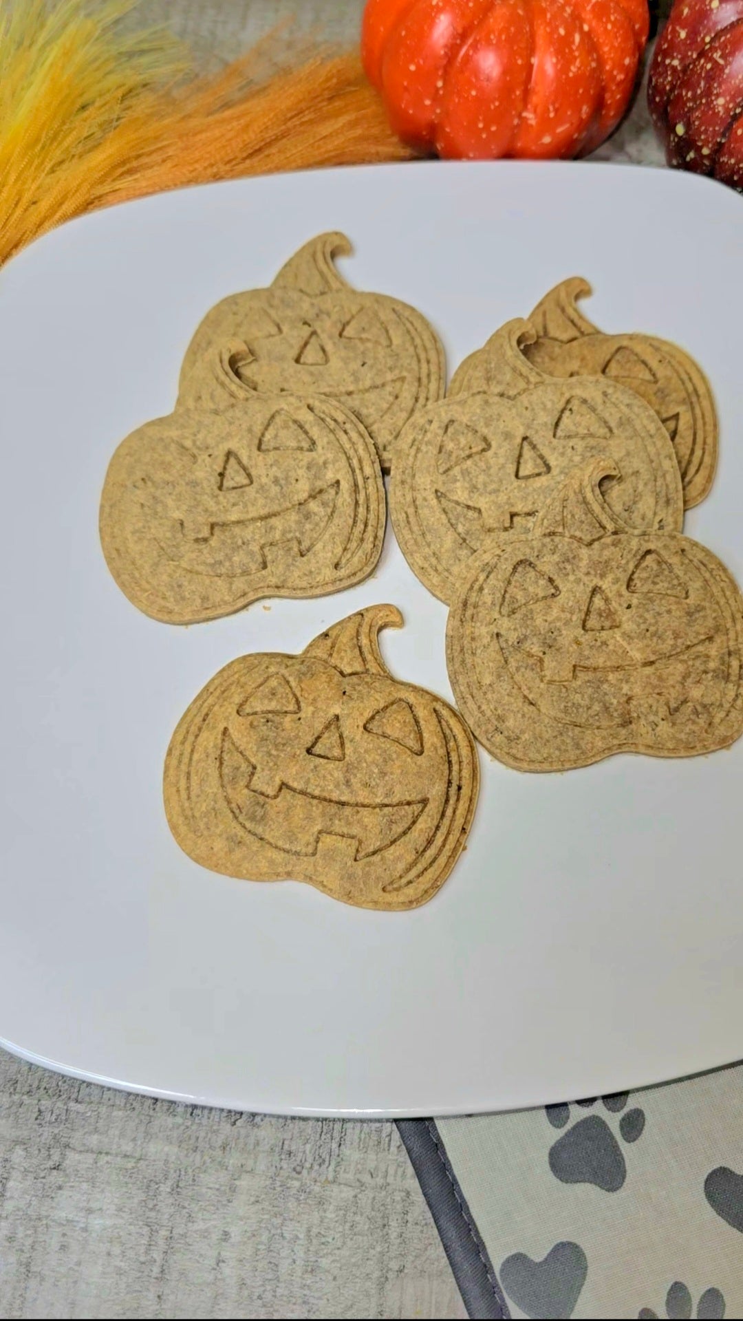 Pumpkin Shaped Peanut Butter Dog Treats | All Natural | Gluten Free | Handmade Custom Halloween Dog Gift - Rocky's Famous Treats