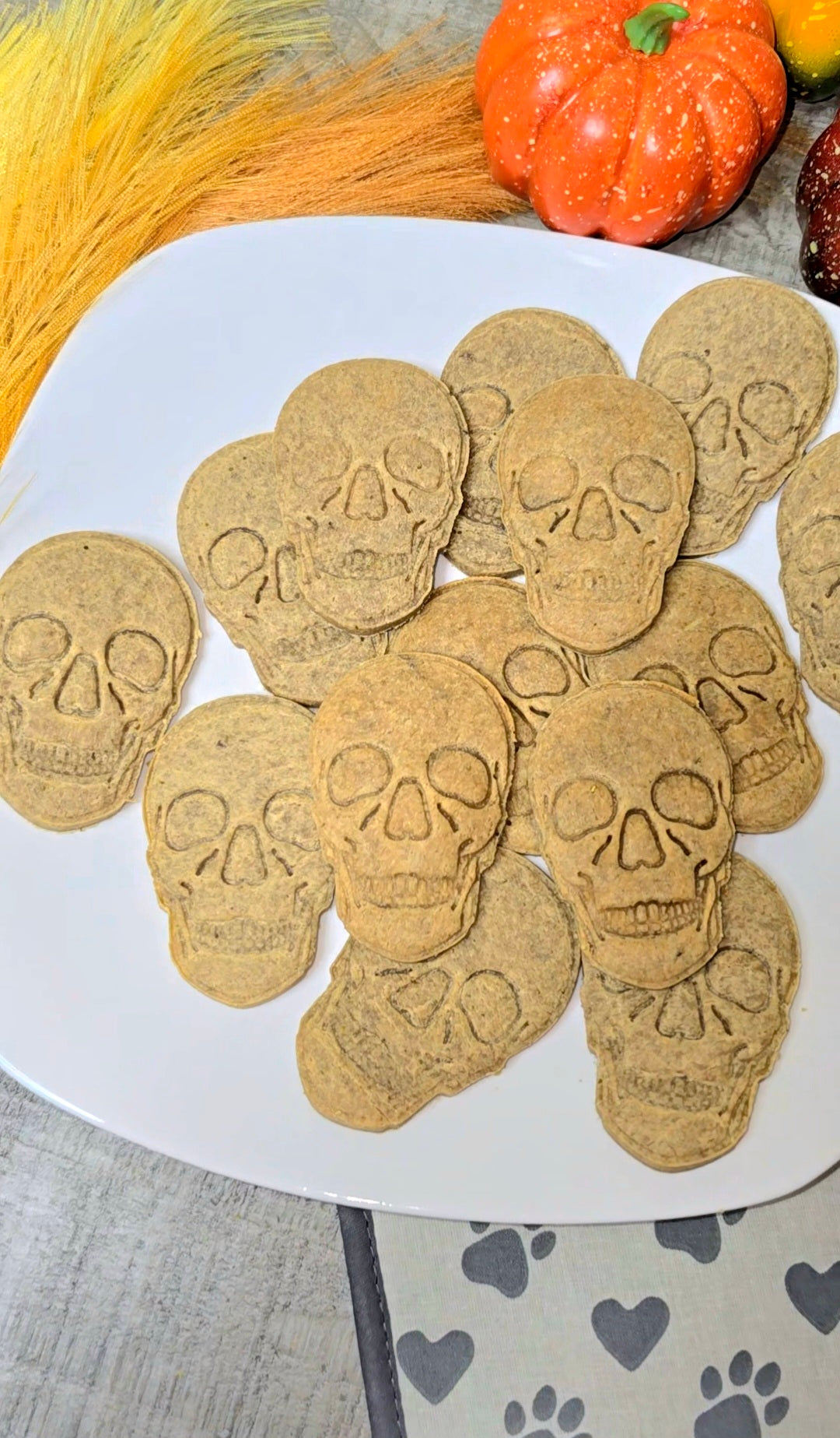 Skull Peanut Butter Dog Treats | All Natural | Gluten Free | Handmade Custom Halloween Dog Gift - Rocky's Famous Treats
