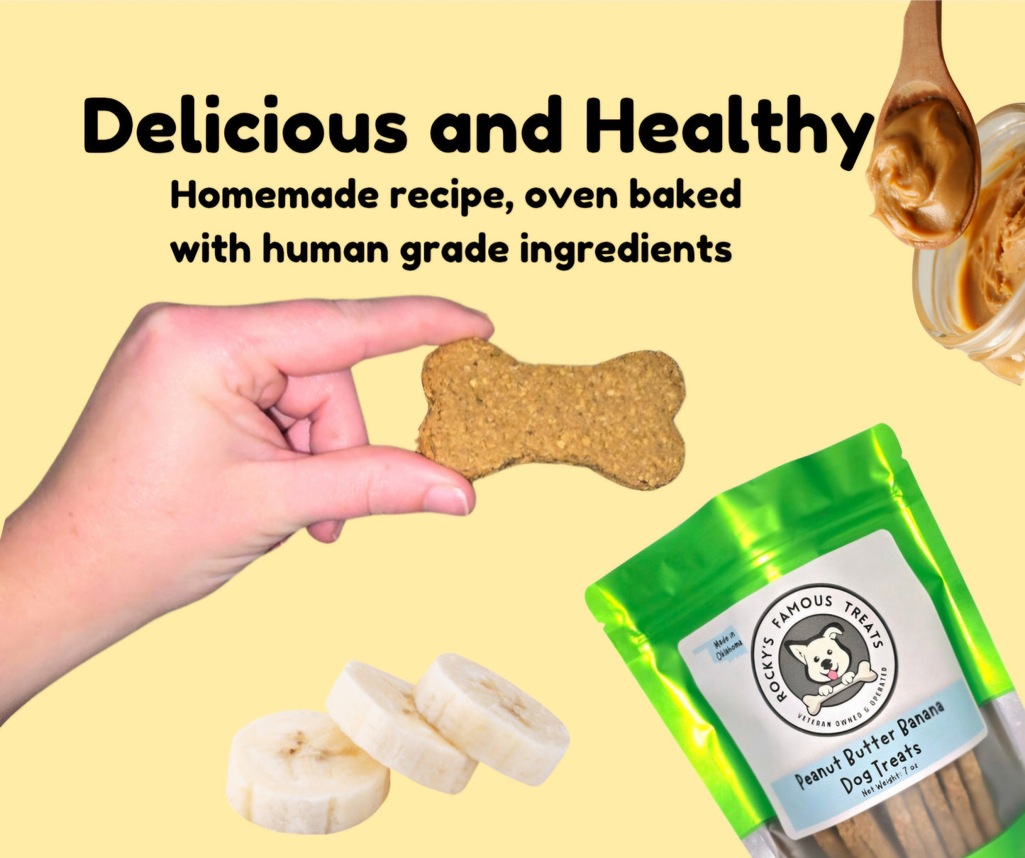Dog treats made with natural ingredients – Peanut Butter Banana treats for training snacks and allergy-friendly dog treats