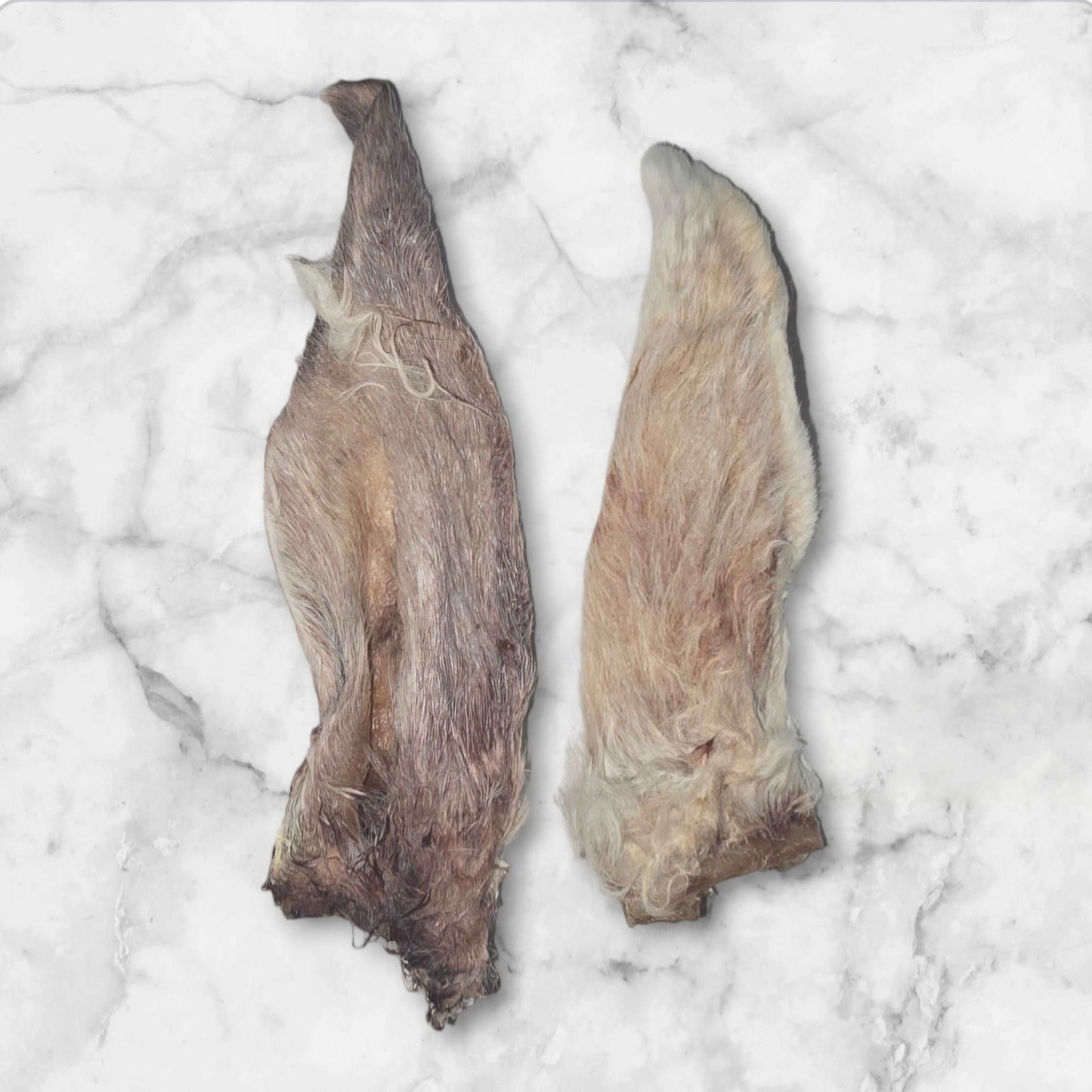 Dehydrated raw rabbit ear dog treats with single ingredient natural benefits, novelty protein, crunchy and ideal for training, sensitive stomach, allergies, and no preservatives