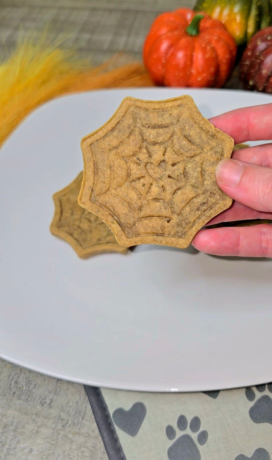Spider Web Peanut Butter Dog Treats | All Natural | Gluten Free | Handmade Custom Halloween Dog Gift - Rocky's Famous Treats